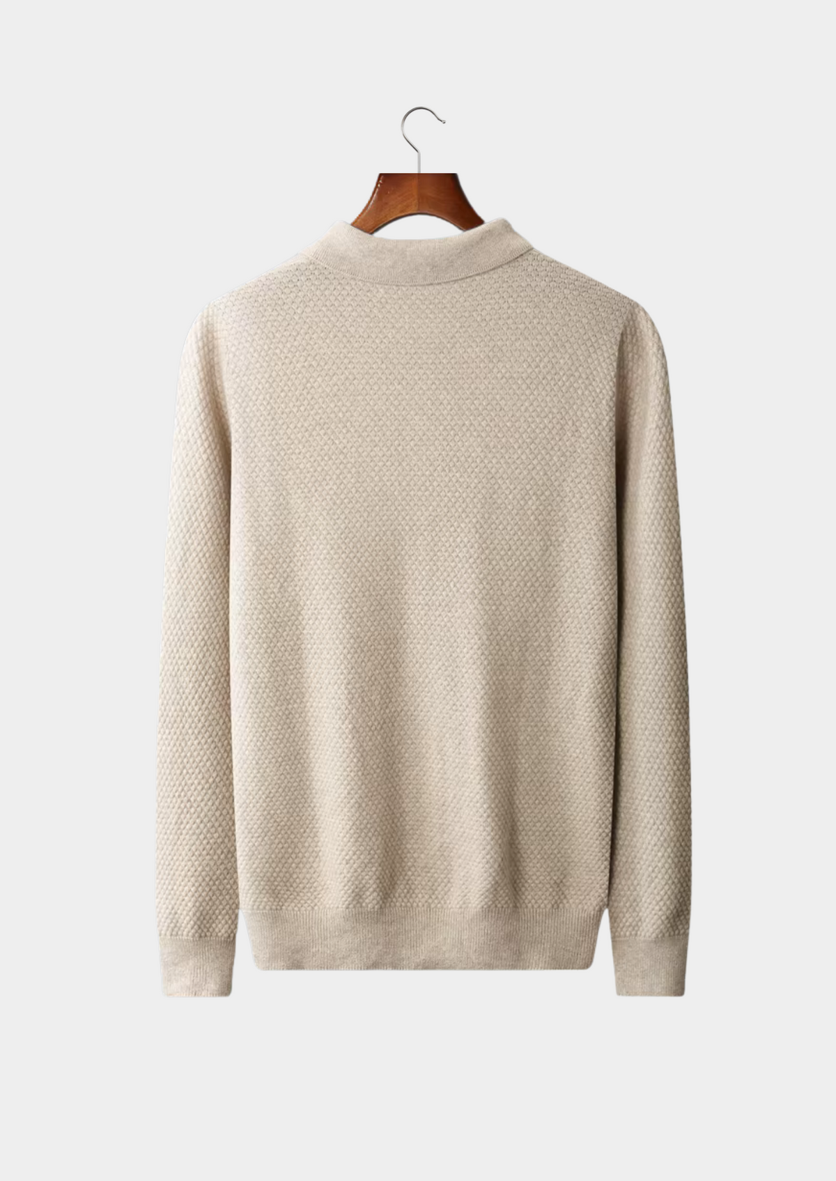 Premium Cashmere Textured Sweater Polo, view 2