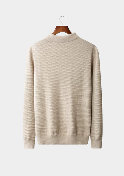 Premium Cashmere Textured Sweater Polo, view 2