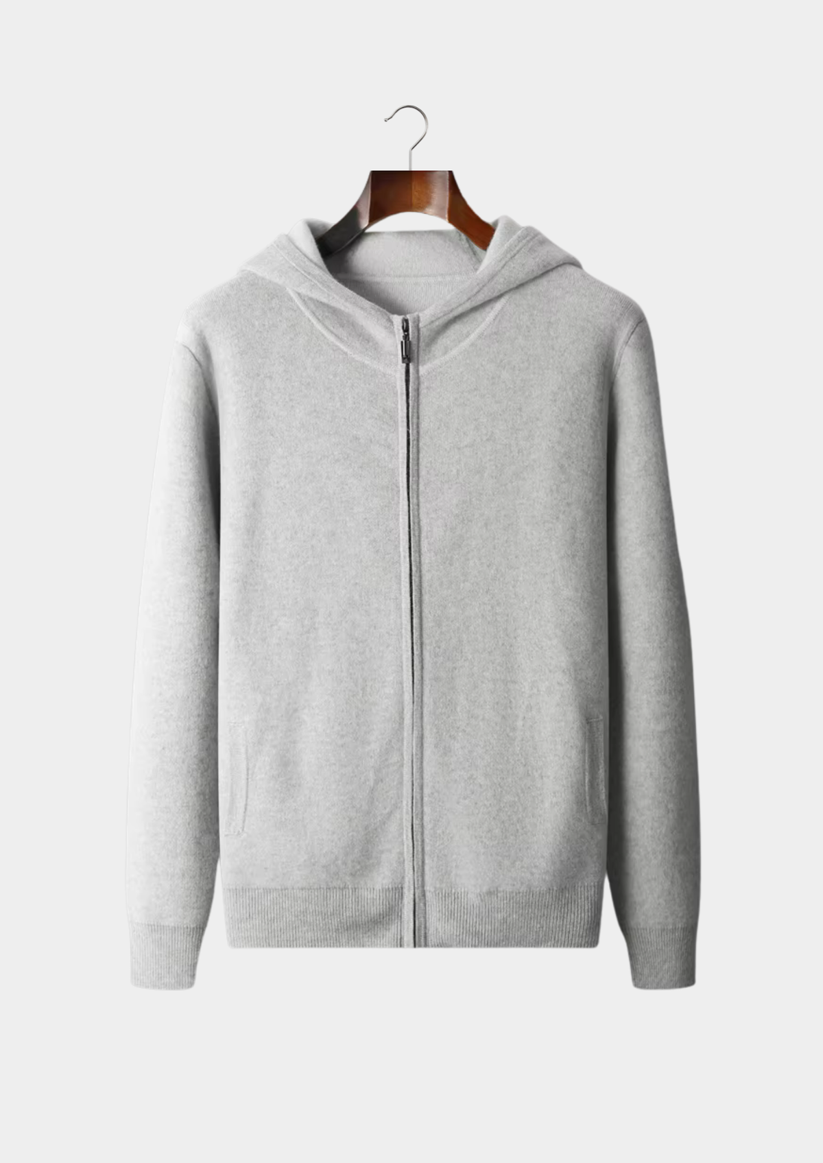Premium Cashmere Two Tone Zipper Hoodie, view 1