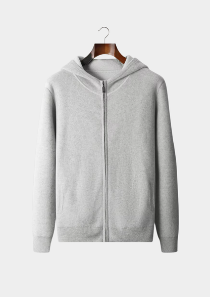 Premium Cashmere Two Tone Zipper Hoodie, view 1