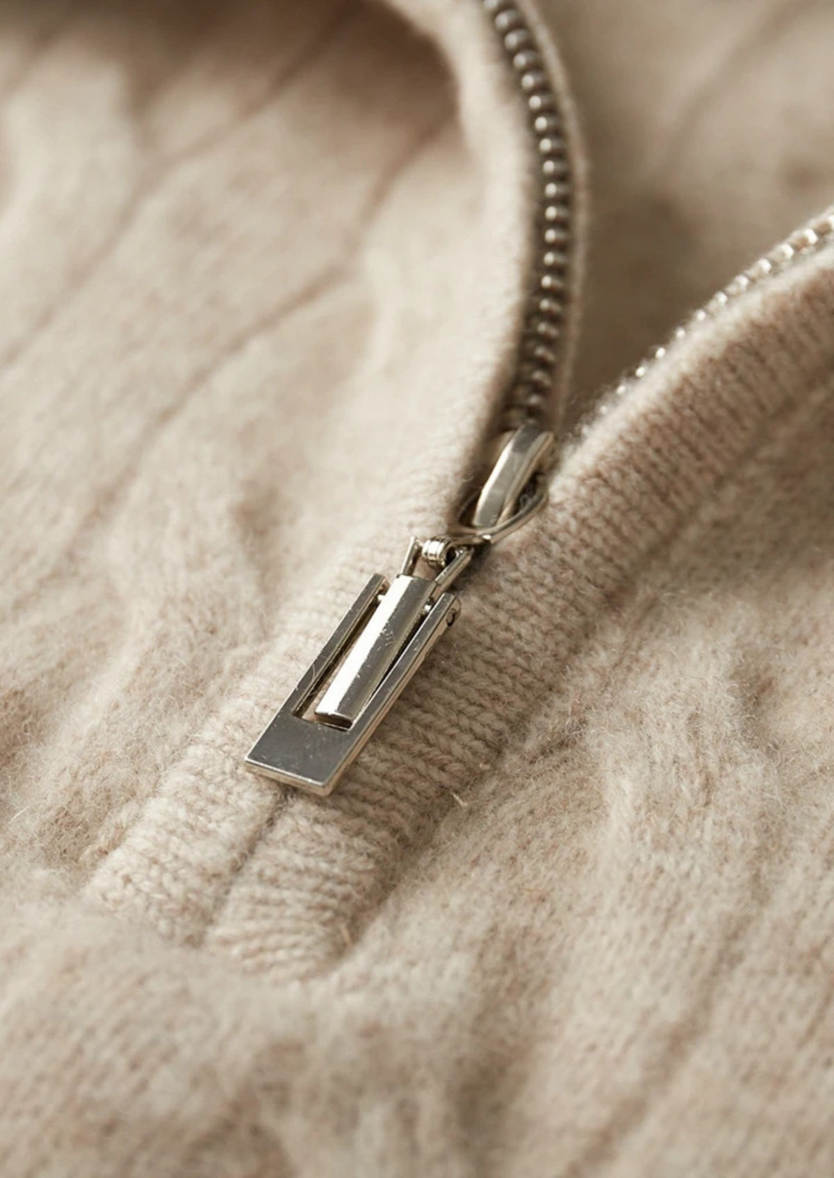 Pure Extra-Fine Merino Wool Cable Half Zip, view 6
