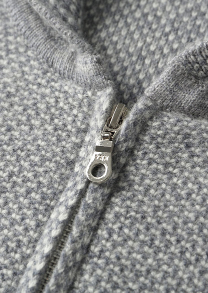 Pure Extra-Fine Merino Wool Light Gray Jaquard Set, view 3
