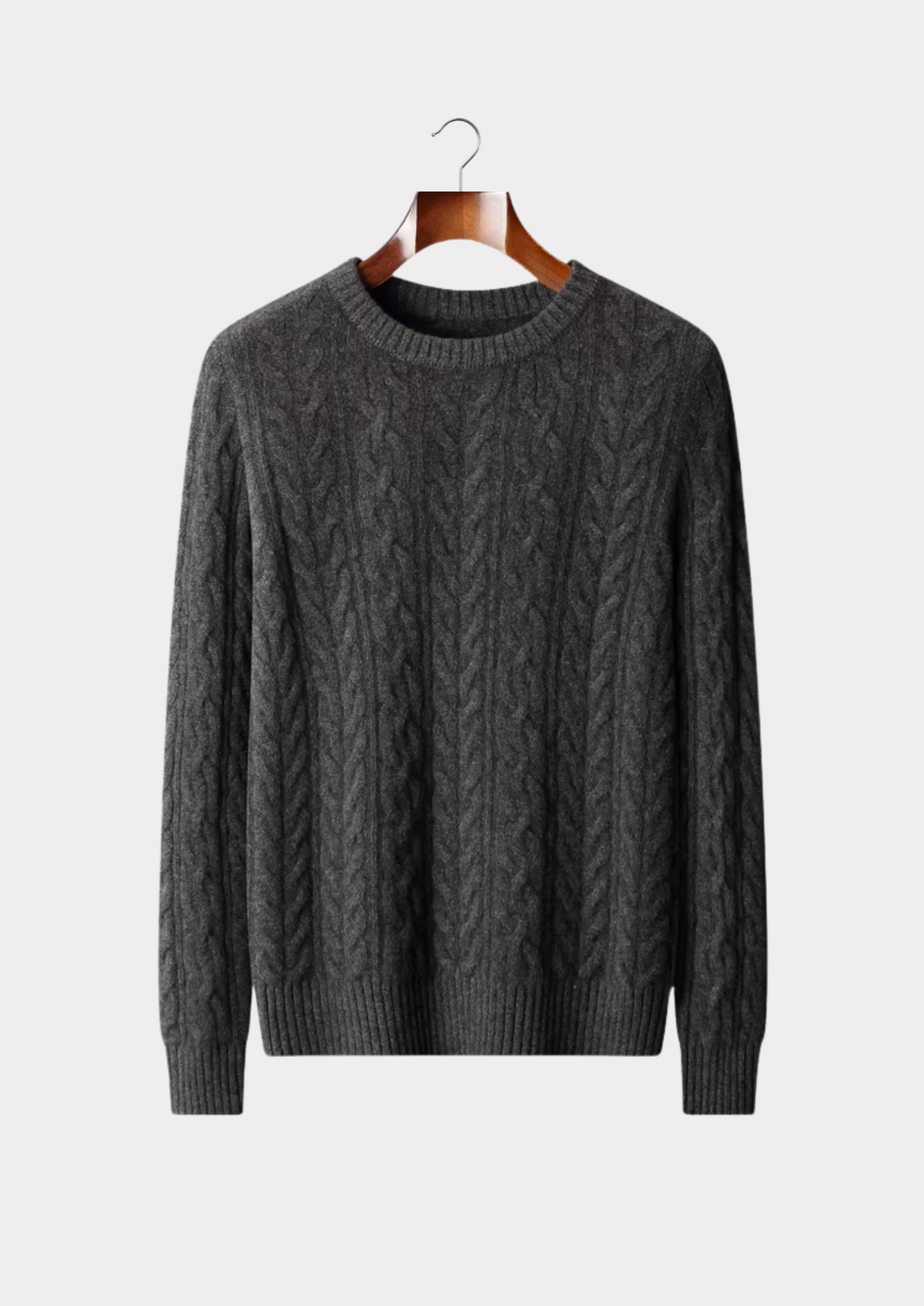 Pure Extra-Fine Merino Wool Cable Knit Crewneck, view 8
