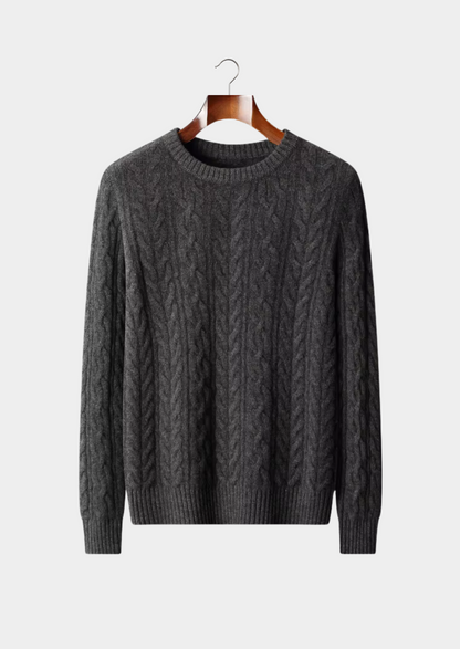 Pure Extra-Fine Merino Wool Cable Knit Crewneck, view 8