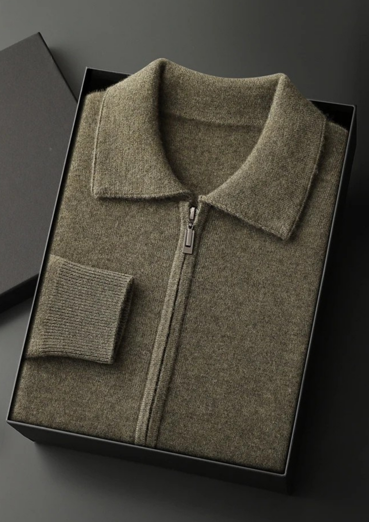 Premium Cashmere Zip Polo Cardigan, view 12
