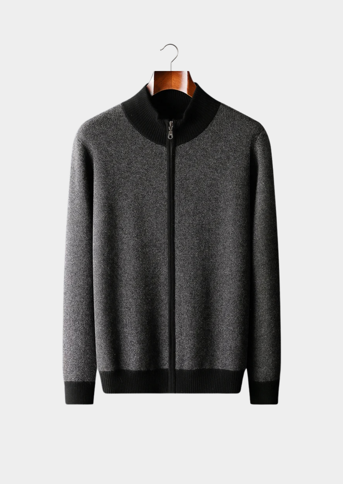 Premium Cashmere Jacquard Zip Cardigan, view 11
