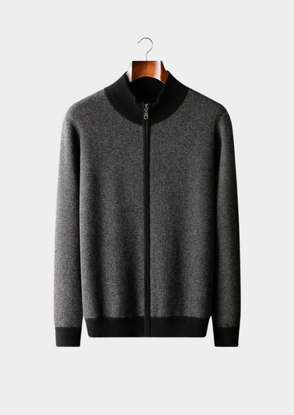 Premium Cashmere Jacquard Zip Cardigan, view 11