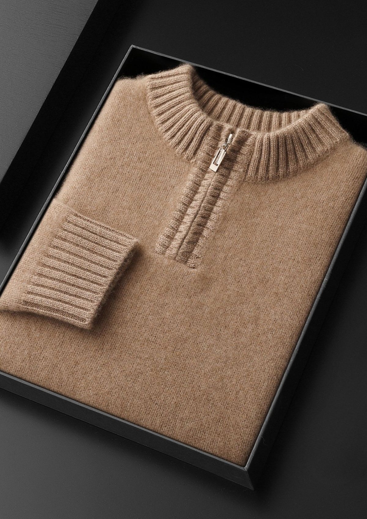 Pure Cashmere Light Beige Half Zip Sweater, view 2