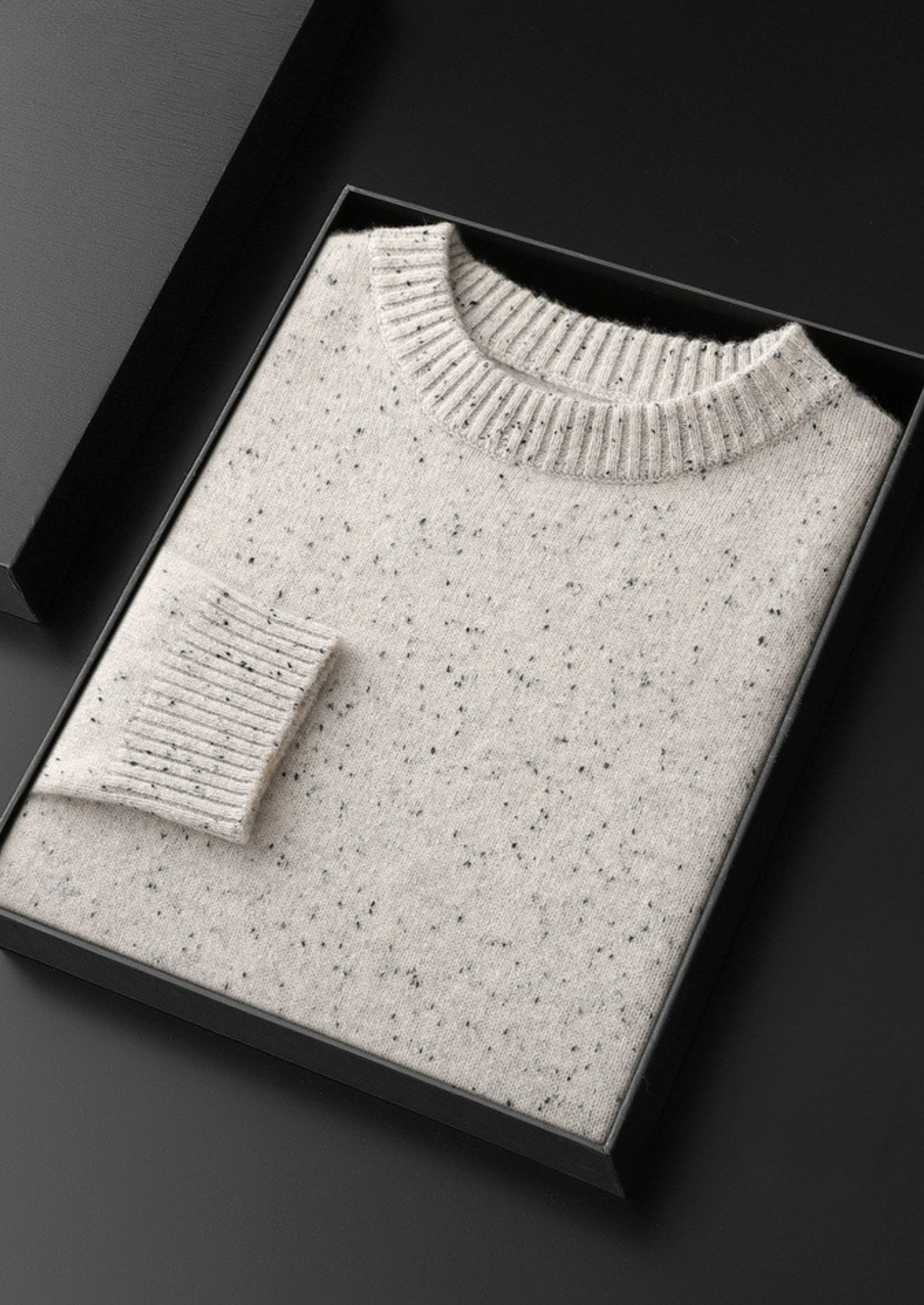 Pure Cashmere White Nepped Essential Crewneck, view 2