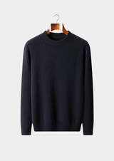 Pull col rond essentiel en pur cachemire bleu marine