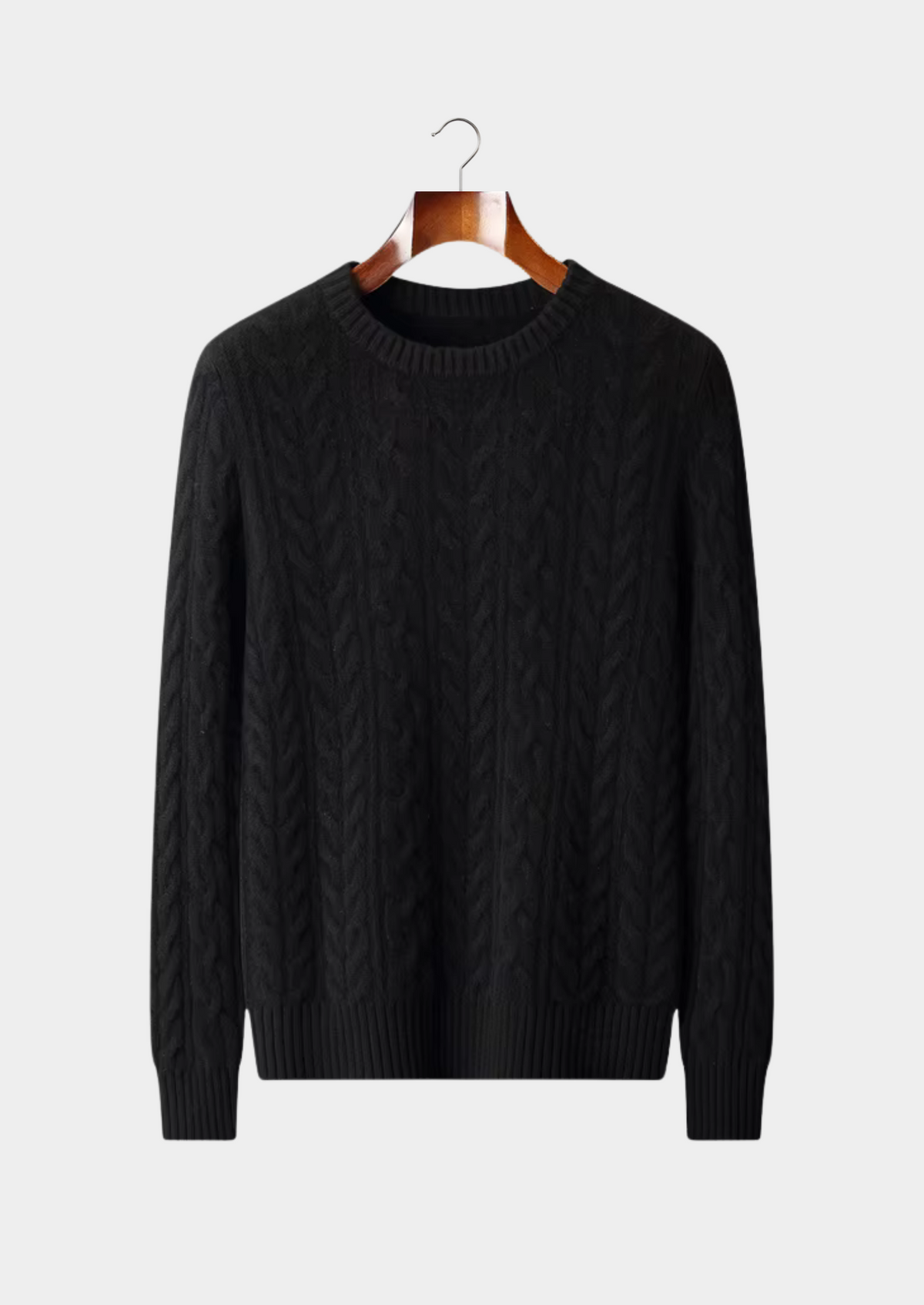 Pure Extra-Fine Merino Wool Cable Knit Crewneck, view 7