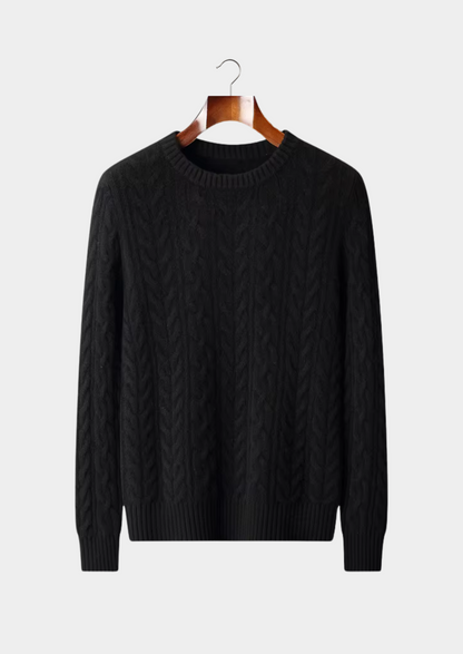 Pure Extra-Fine Merino Wool Cable Knit Crewneck, view 7