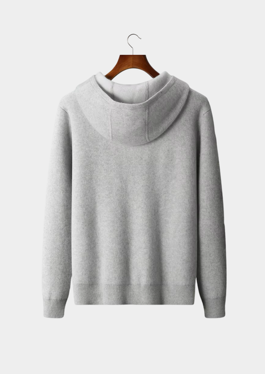 Premium Cashmere Two Tone Zipper Hoodie, view 2