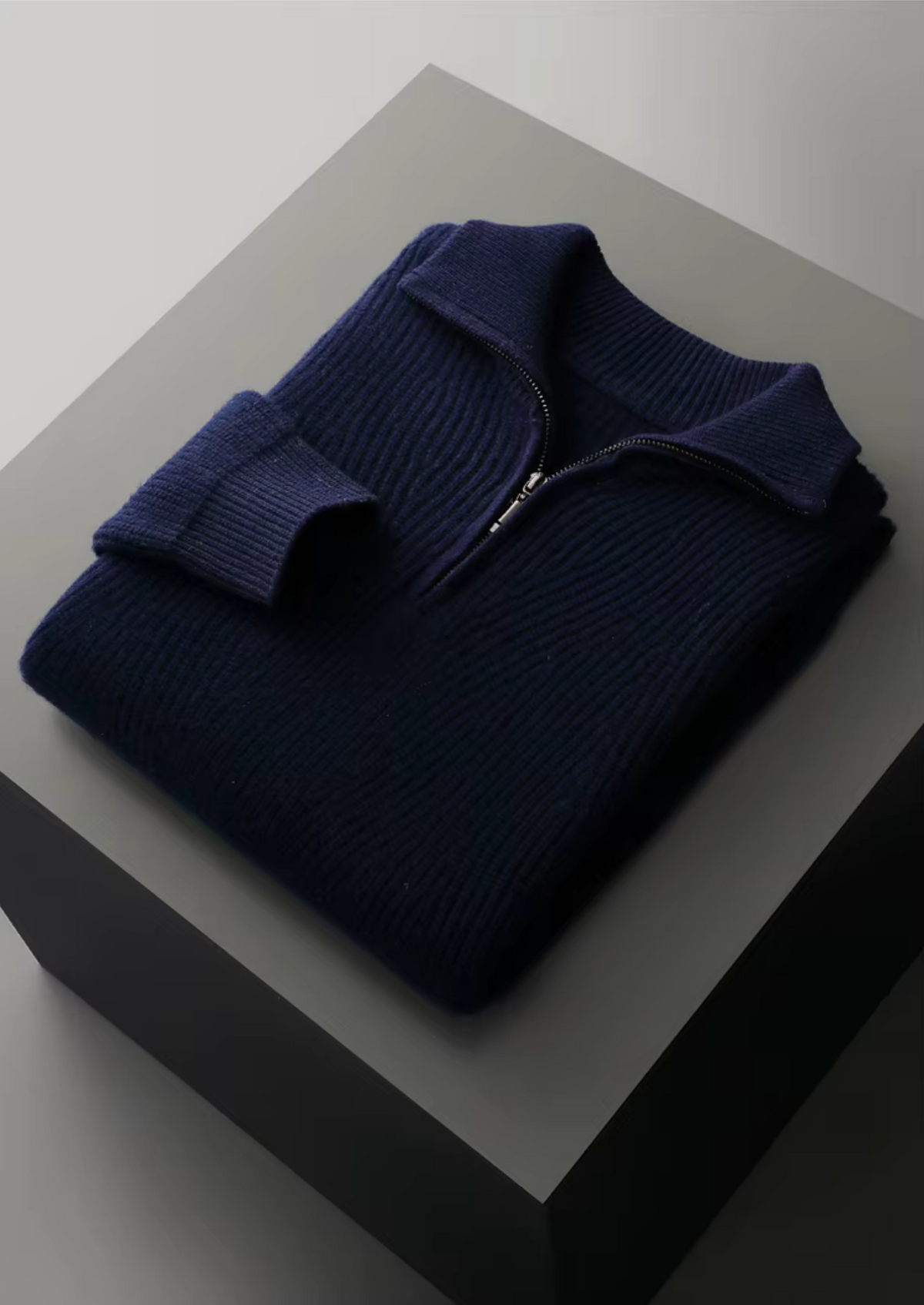 Pure Extra-Fine Merino Wool Ribbed Half-Zip, view 6