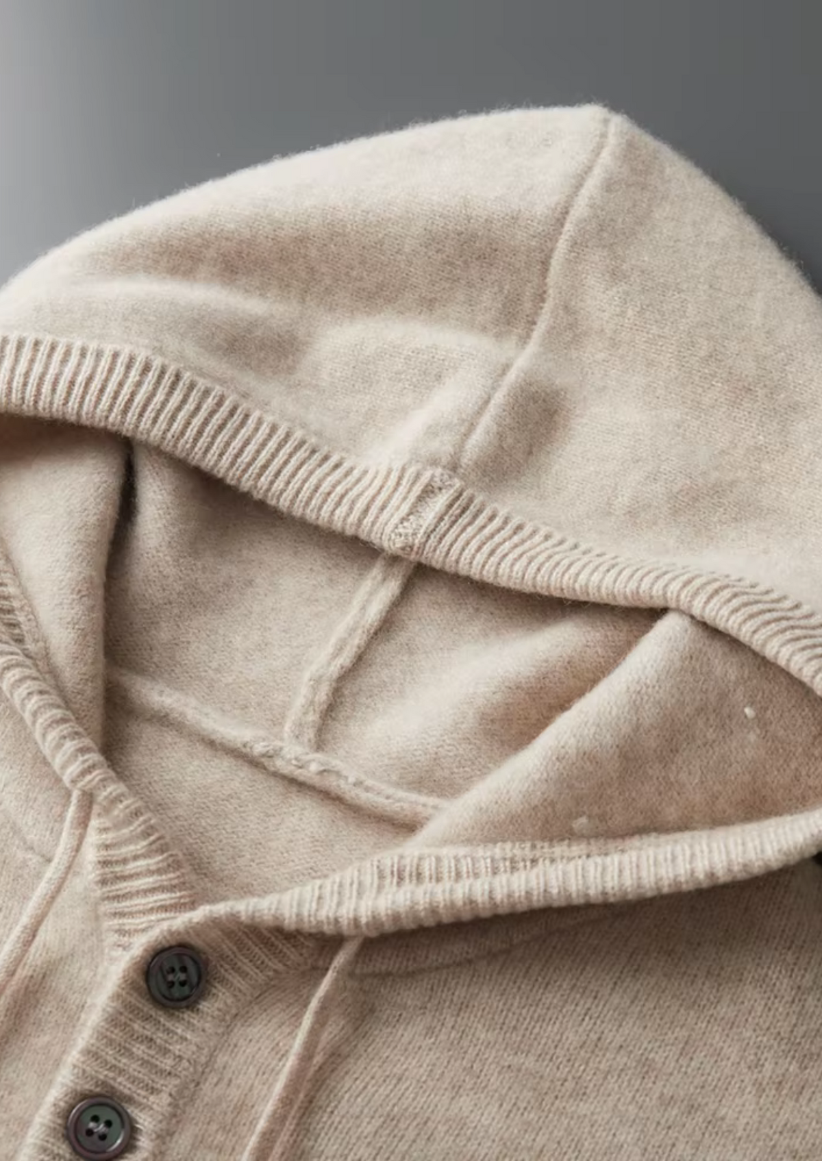 Pure Extra-Fine Merino Wool Button Hoodie, view 5