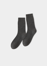 Chaussettes côtelées ultra-douces en laine mérinos gris foncé