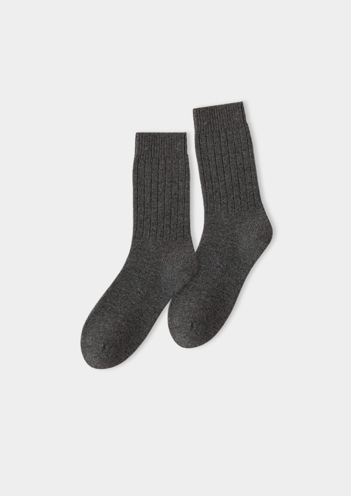 Dark Gray Ultra-Soft Ribbed Merino Wool Socks, view 1