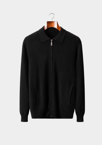 Pure Extra-Fine Merino Wool Ribbed Polo Cardigan, view 6