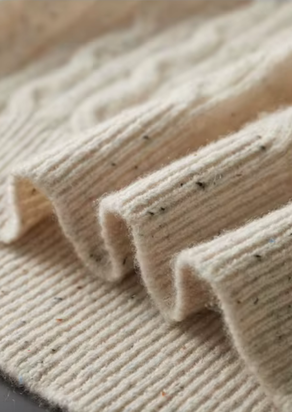 Pure Extra-Fine Merino Wool Nepped Cable Crewneck, view 4