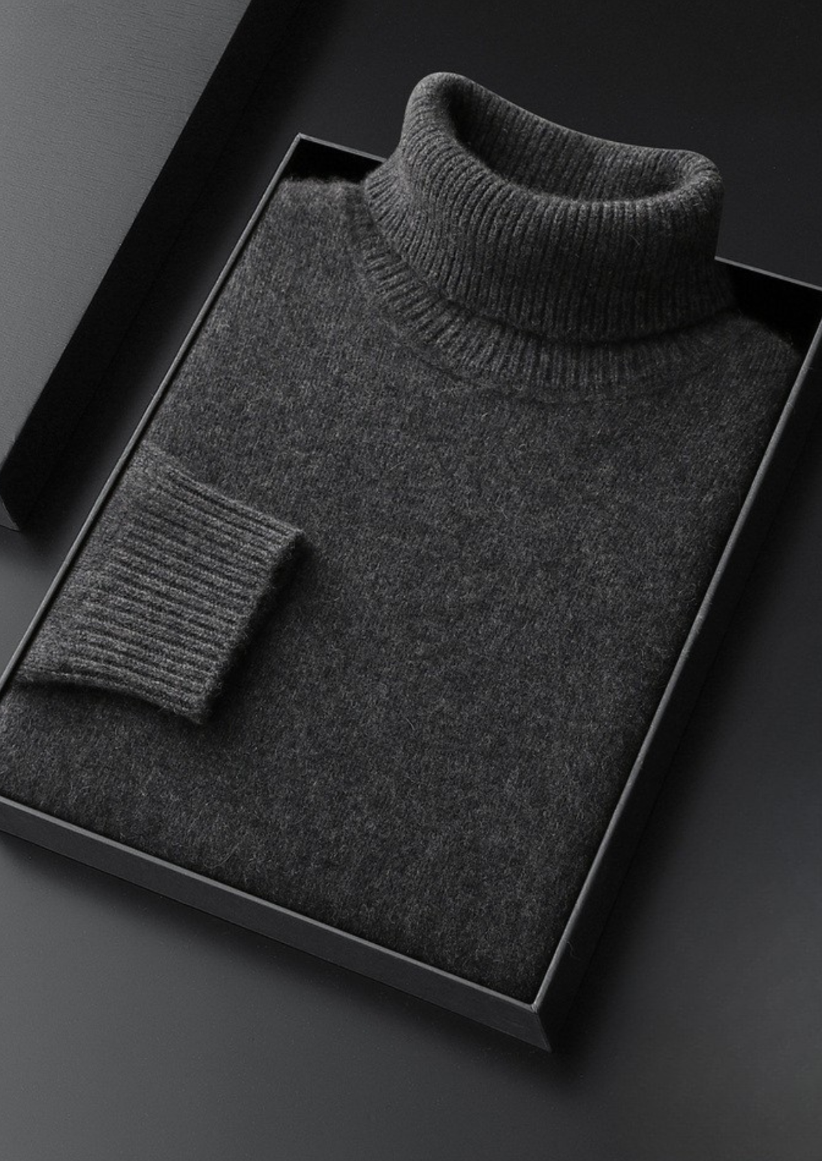Pure Cashmere Dark Gray Essential Rollneck, view 2