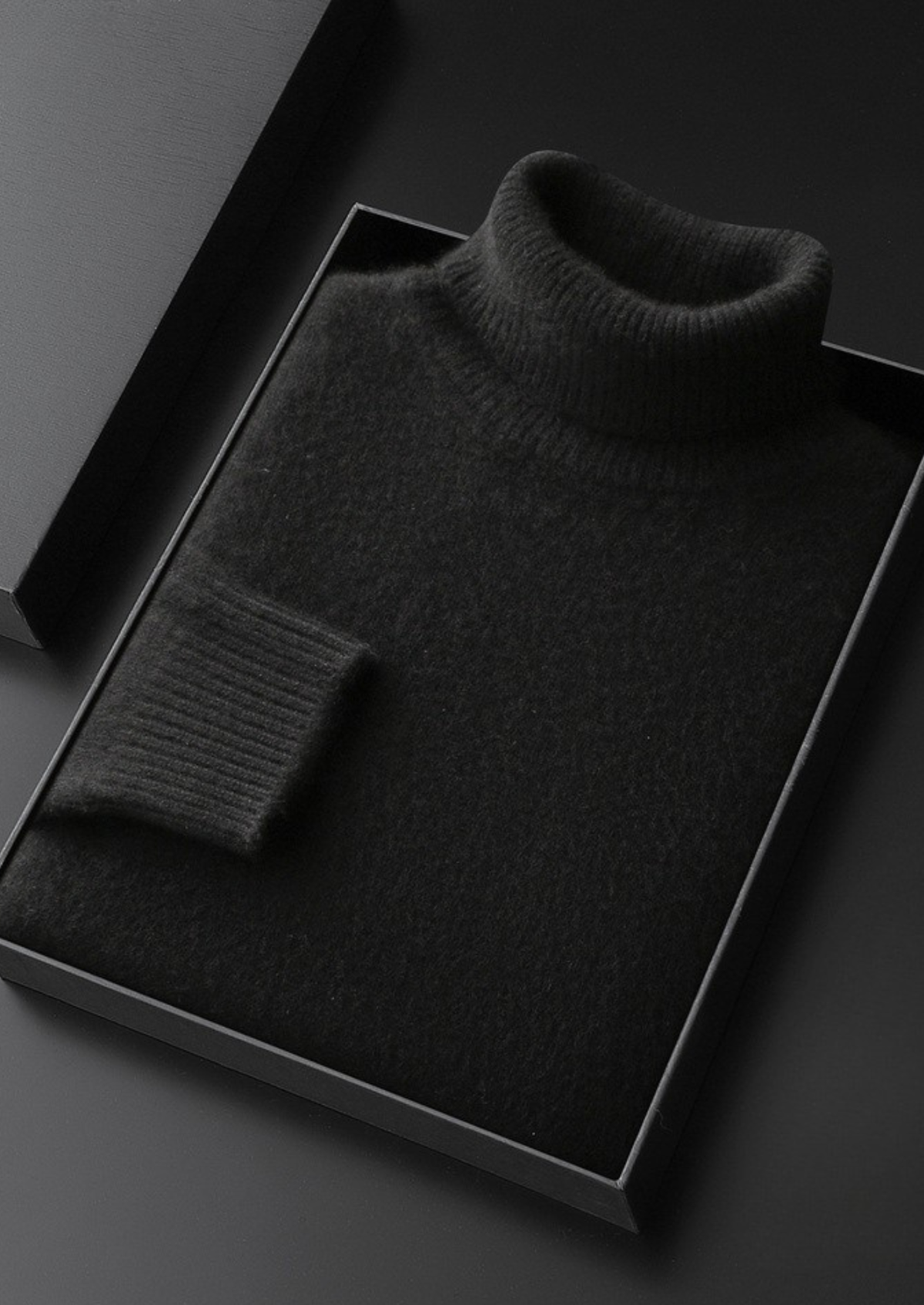 Pure Cashmere Black Essential Rollneck, view 2