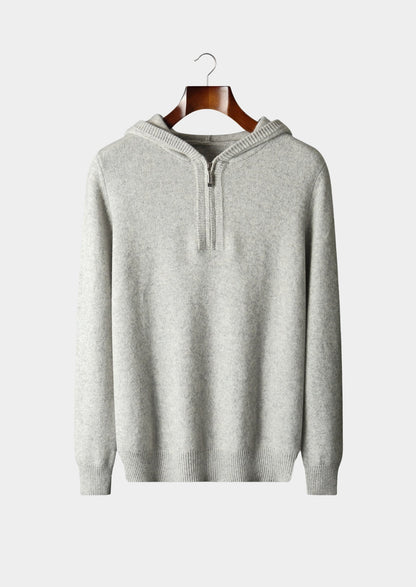 Pure Extra-Fine Merino Wool Quarter-Zip Hoodie, view 12