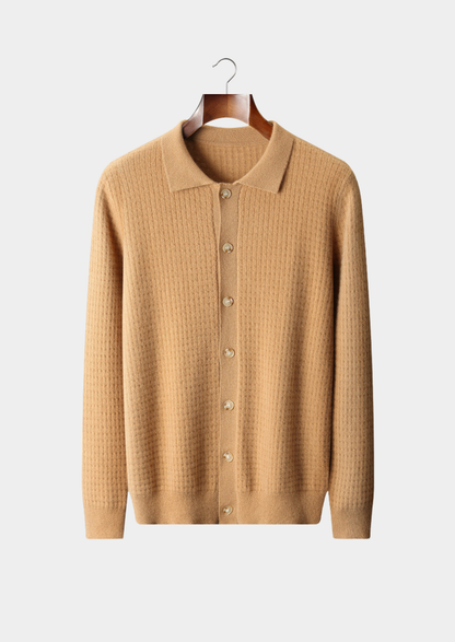 Pure Cashmere Caramel Textured Button Cardigan, view 1