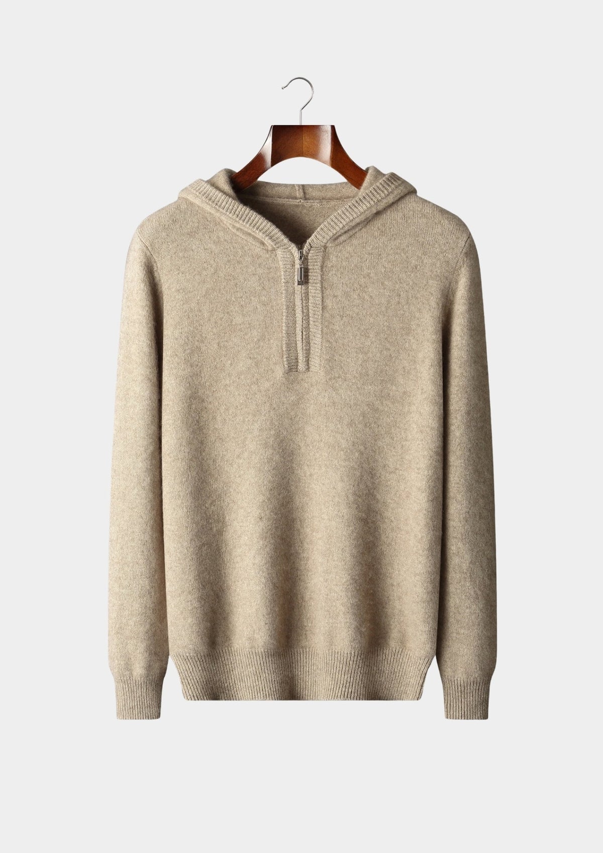 Pure Extra-Fine Merino Wool Quarter-Zip Hoodie, view 1