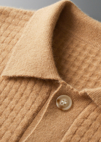 Pure Cashmere Caramel Textured Button Cardigan, view 3