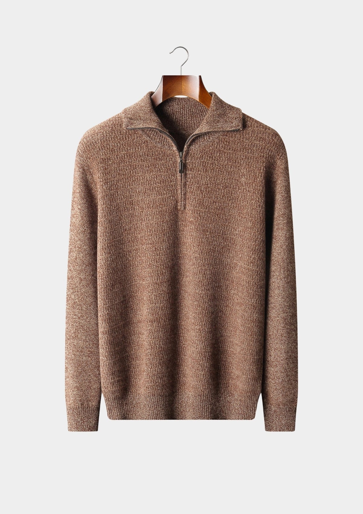 Pure Extra-Fine Merino Wool Textured Funnel Neck Sweater, view 11