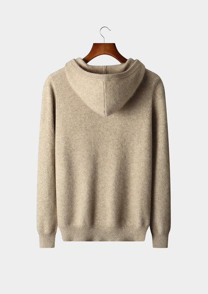 Pure Extra-Fine Merino Wool Quarter-Zip Hoodie, view 2