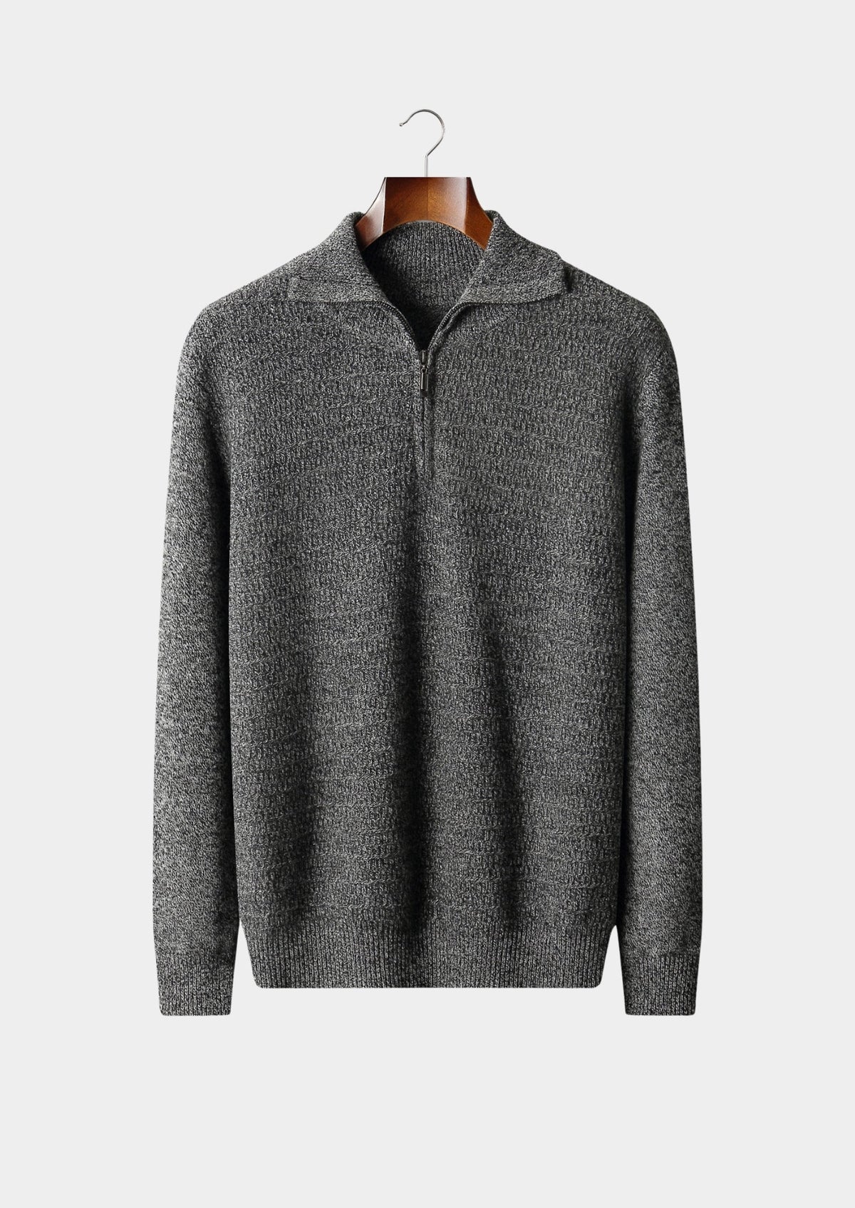 Pure Extra-Fine Merino Wool Textured Funnel Neck Sweater, view 10