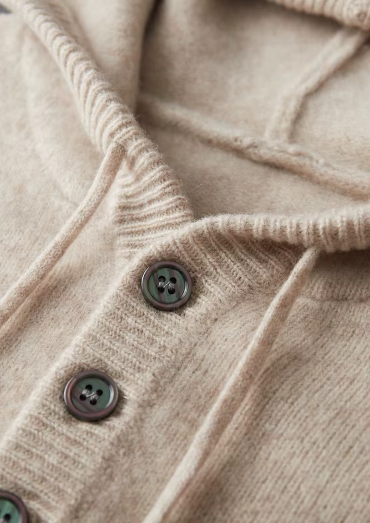 Pure Extra-Fine Merino Wool Button Hoodie, view 4