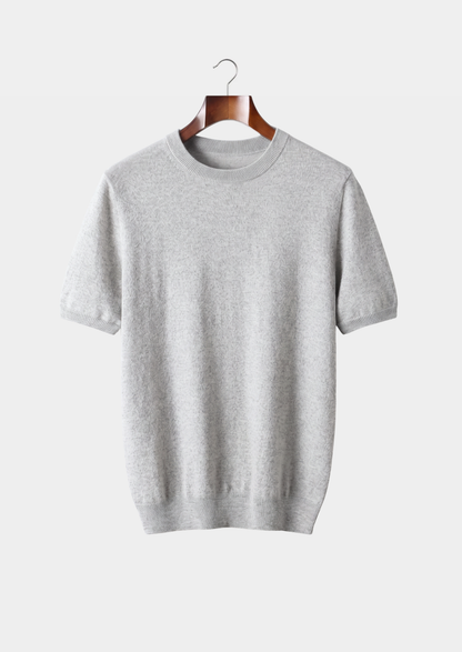 Premium Cashmere Classic Crewneck T-Shirt - Light Gray, view 1