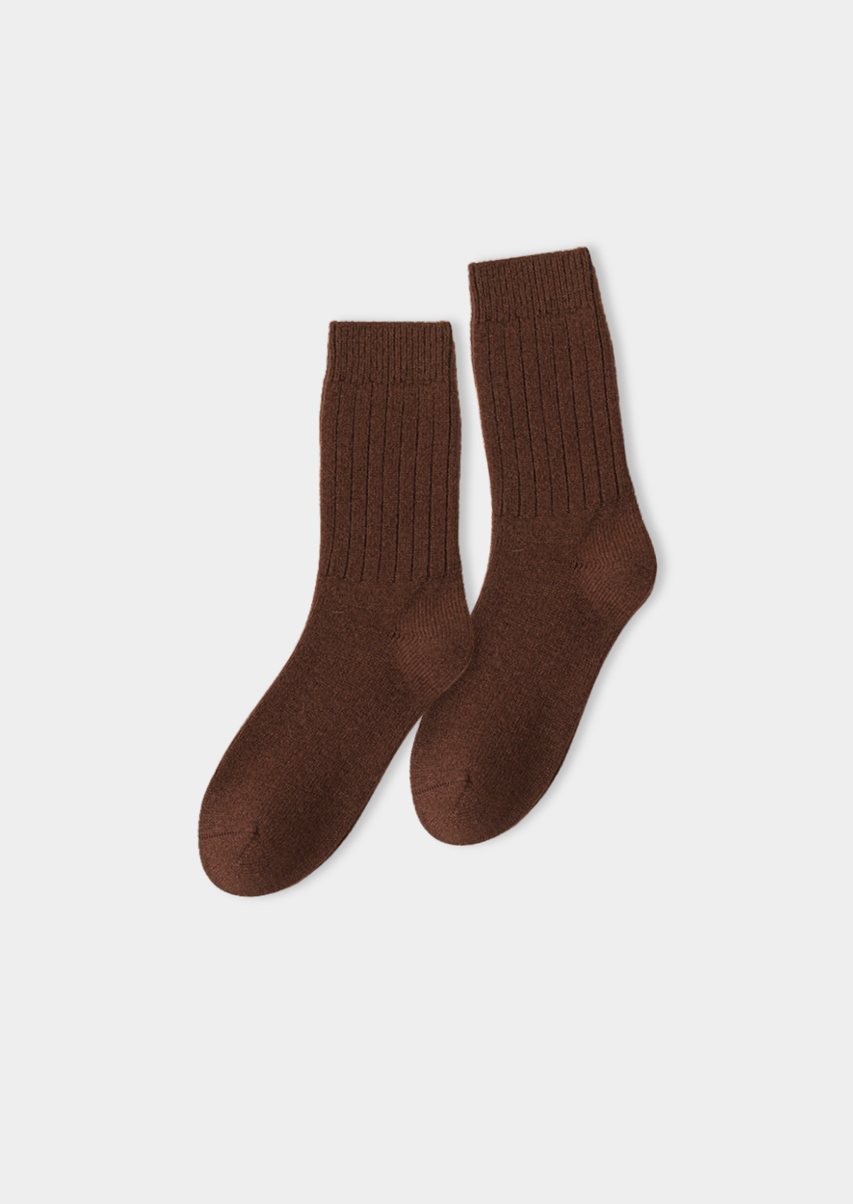 Coffee Ultra-Soft Ribbed Merino Wool Socks, view 1