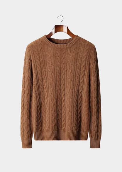 Pure Extra-Fine Merino Wool Cable Knit Crewneck, view 6