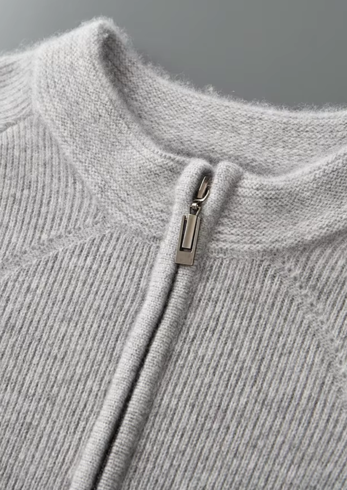 Pure Extra-Fine Merino Wool Ribbed Zip Cardigan, view 5