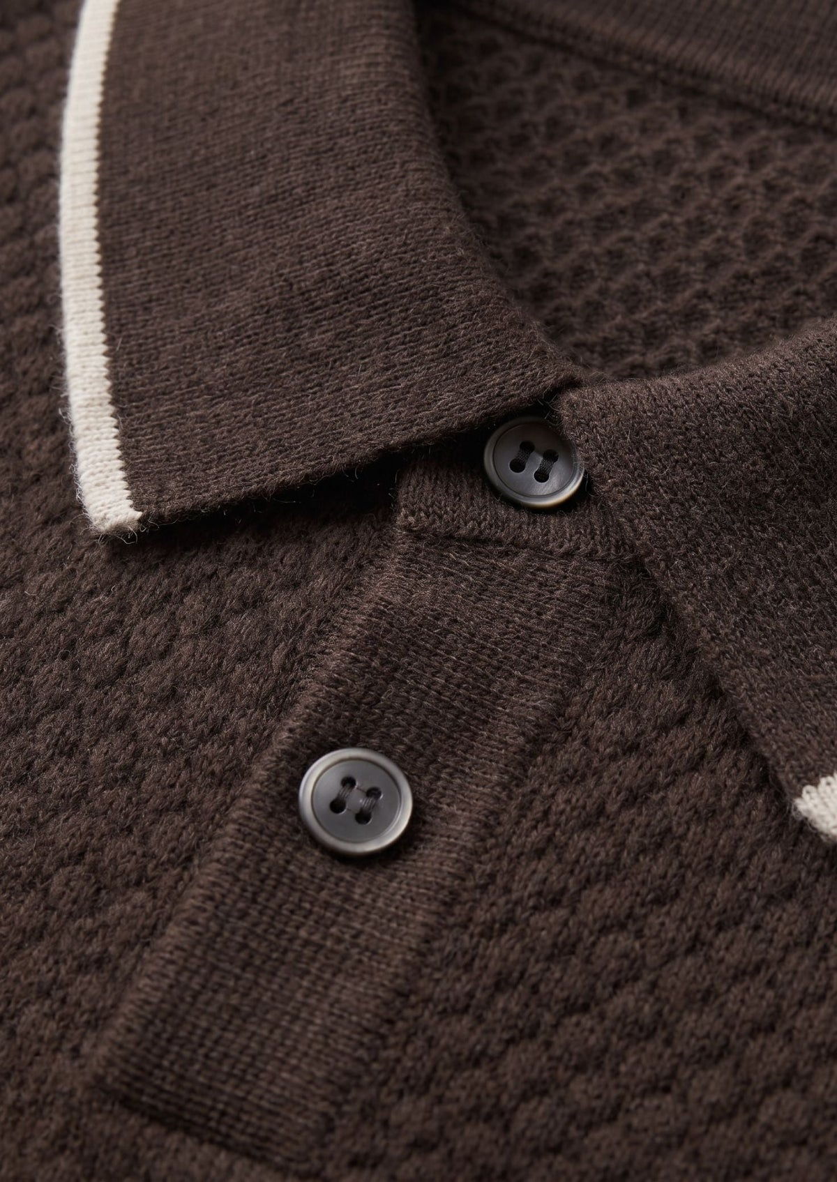 Premium Cashmere Dark Brown Two-Tone Polo, view 4