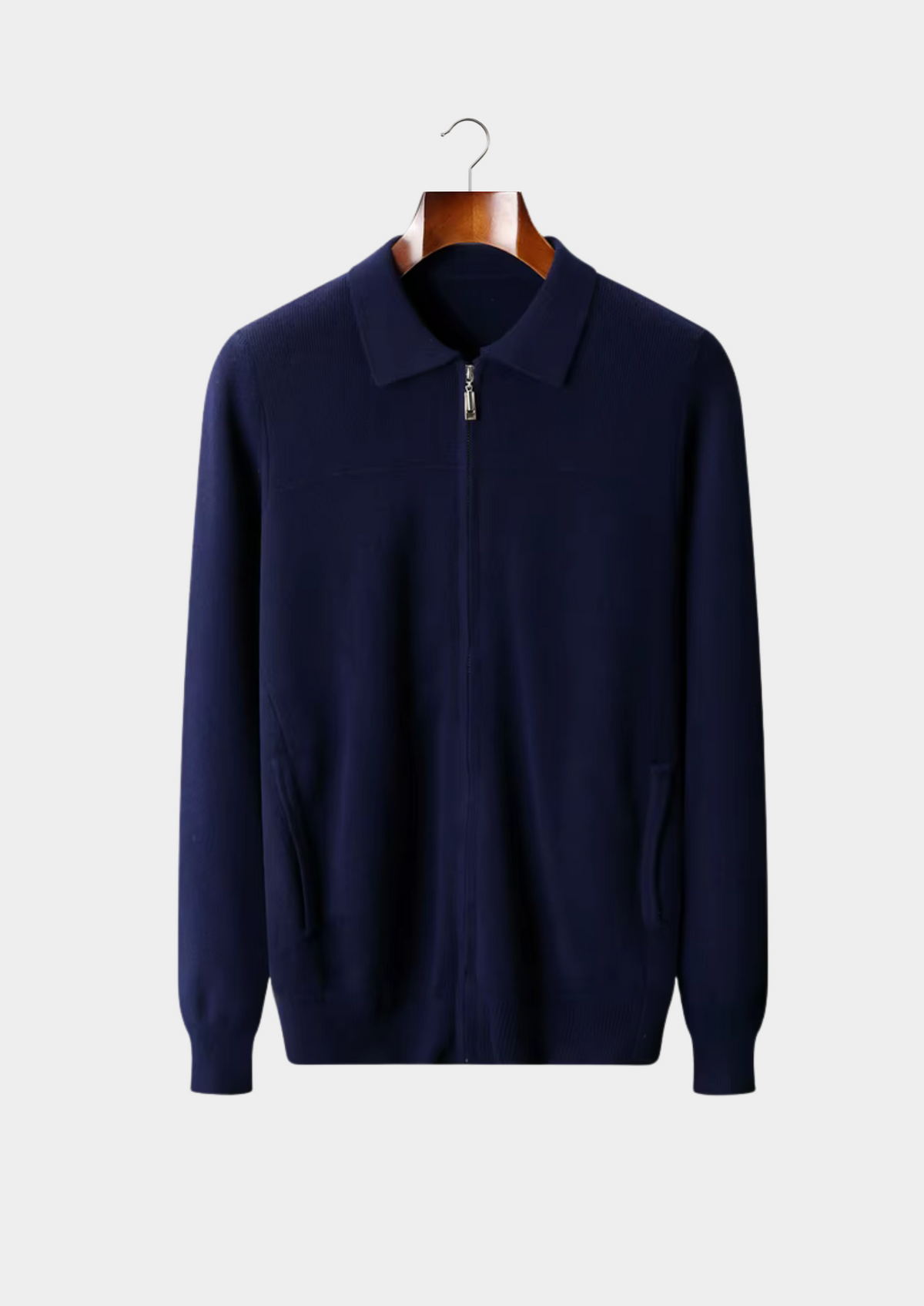 Pure Extra-Fine Merino Wool Ribbed Polo Cardigan, view 7