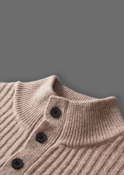 Pure Extra-Fine Merino Wool Ribbed Henley Sweater, view 6