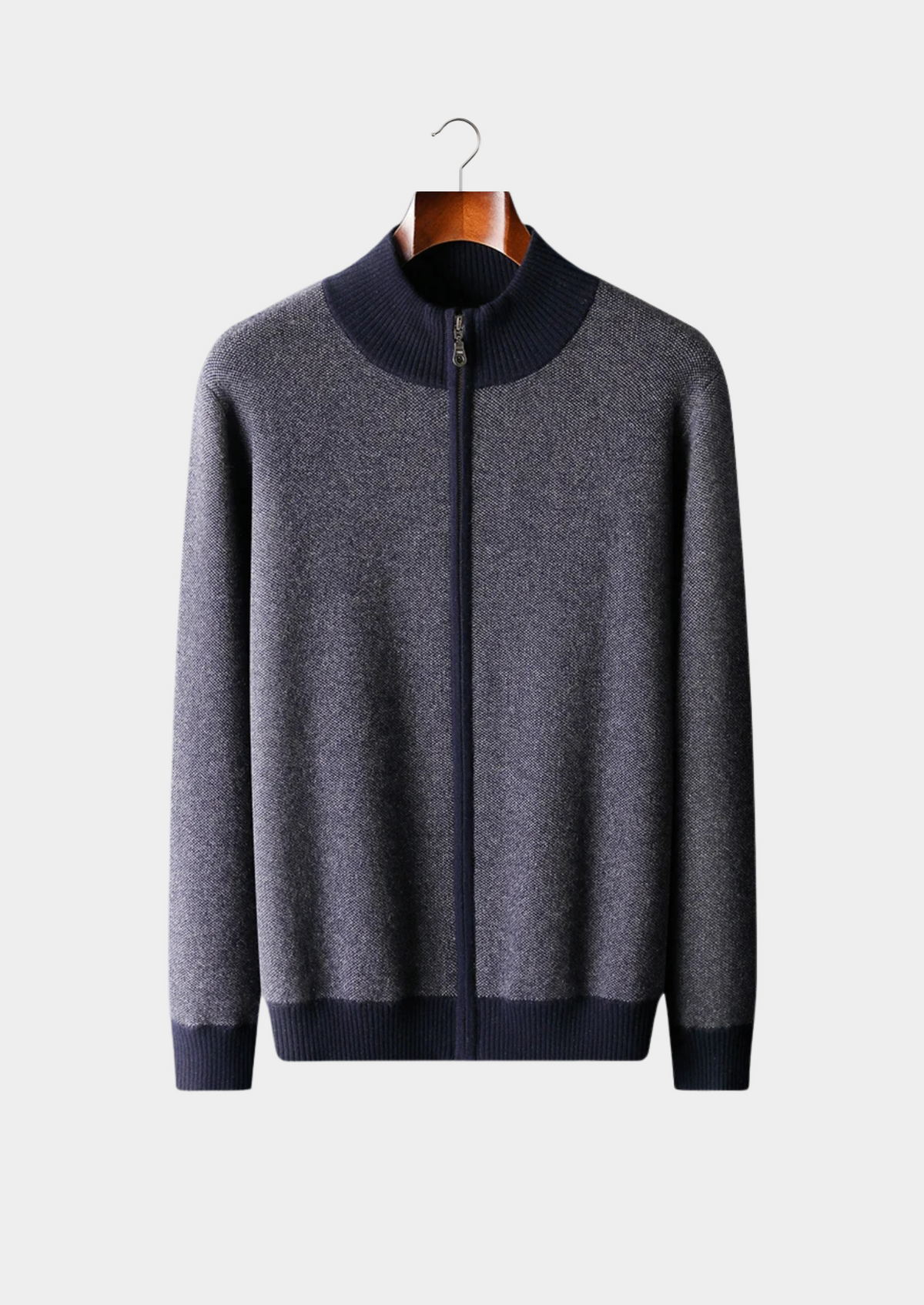 Premium Cashmere Jacquard Zip Cardigan, view 1