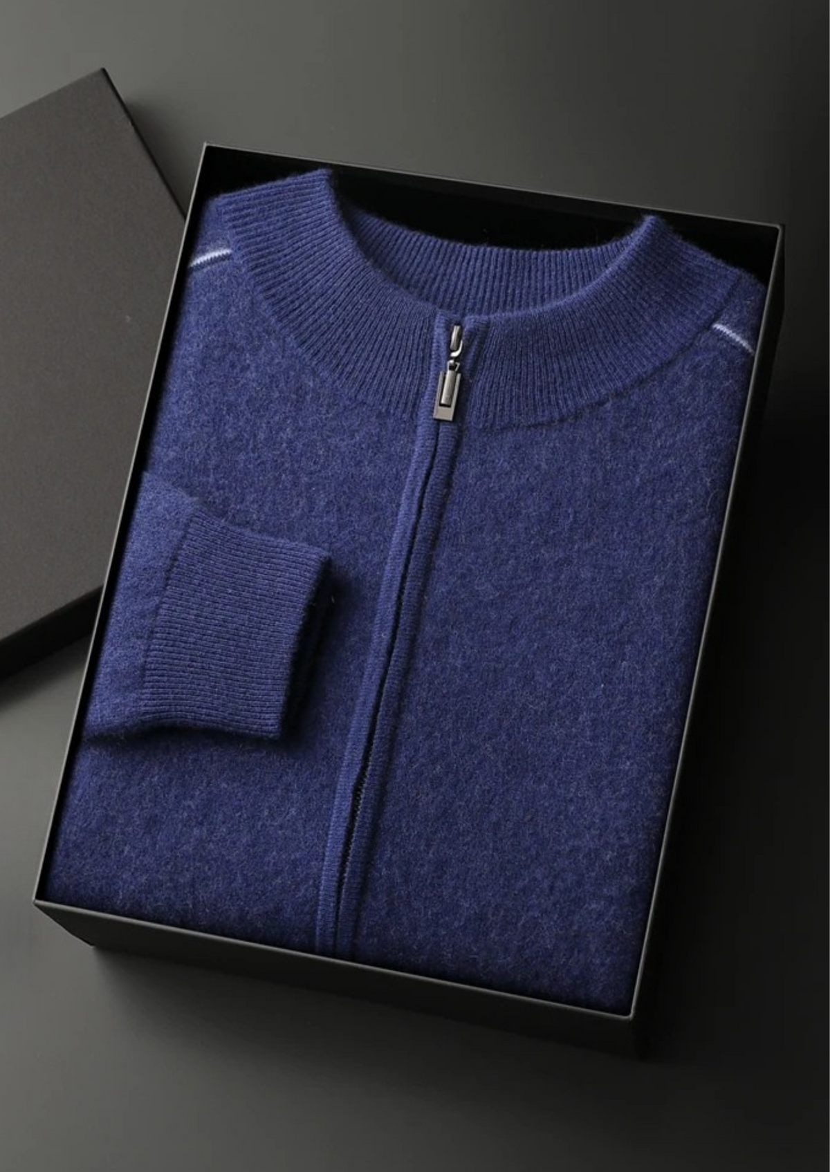 Premium Cashmere Two Tone Zip Cardigan, view 17