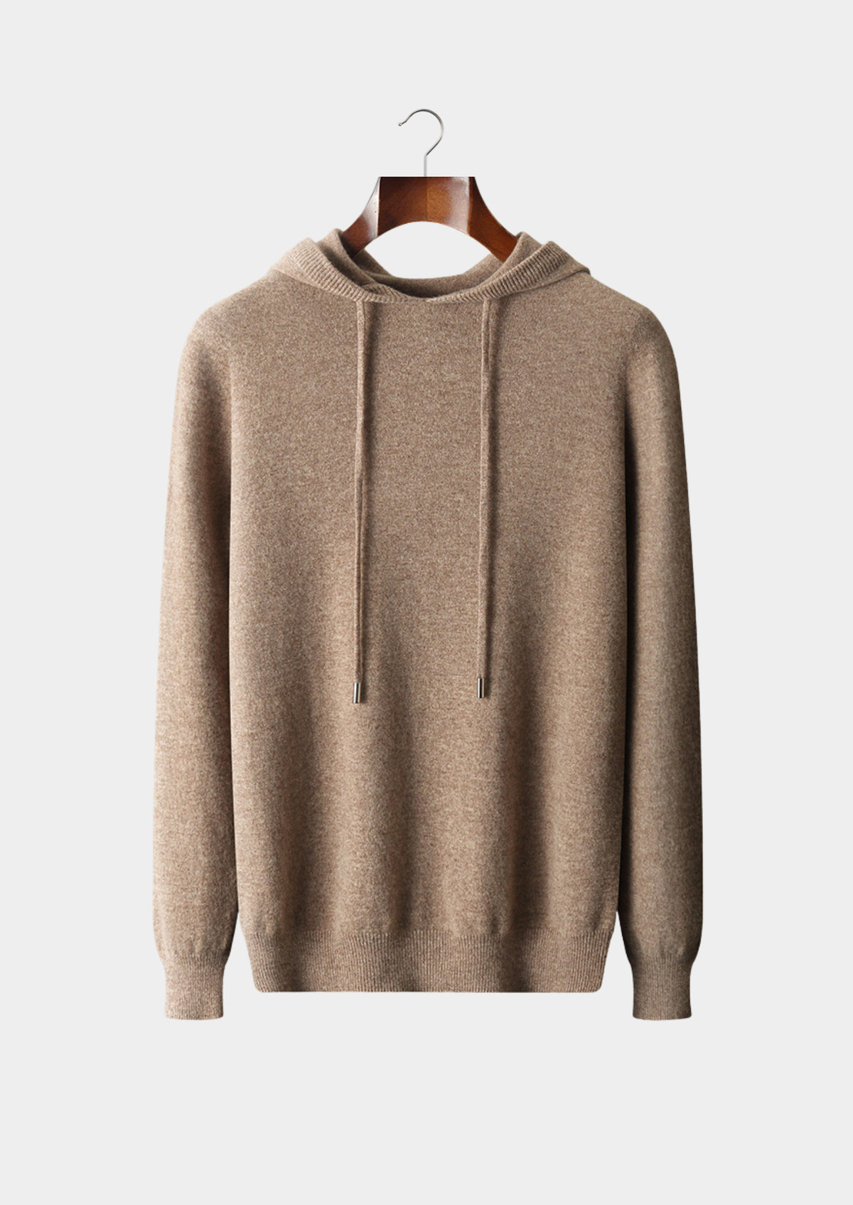 Pure Extra-Fine Merino Wool Beige Leisure Hoodie, view 1