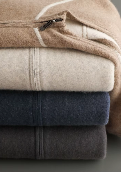 Premium Cashmere Two Tone Zipper Hoodie, view 15