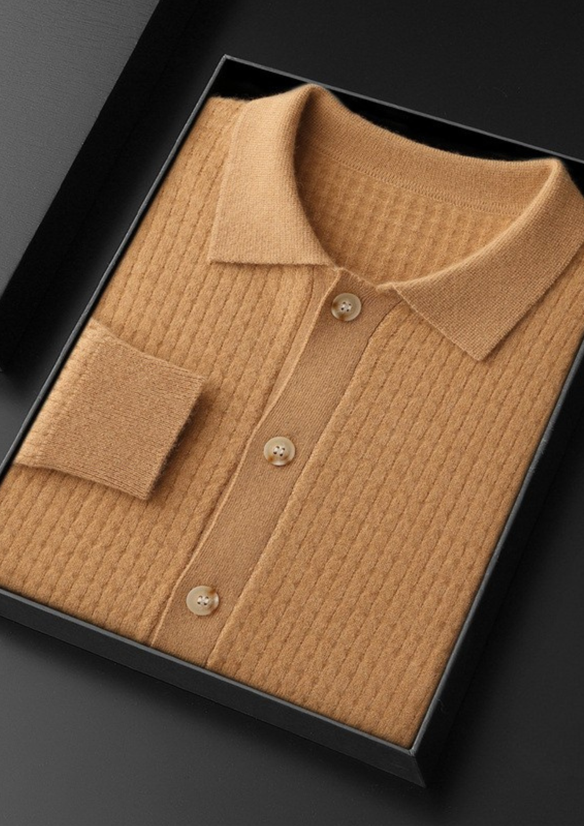 Pure Cashmere Caramel Textured Button Cardigan, view 8