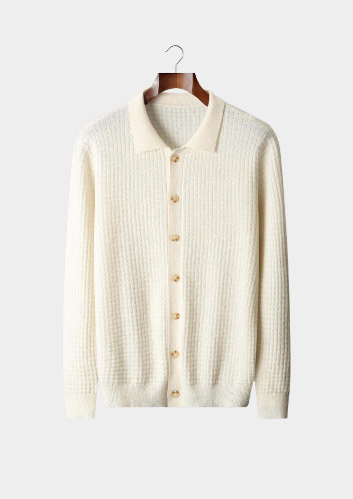 Pure Cashmere Ivory Textured Button Cardigan, view 1