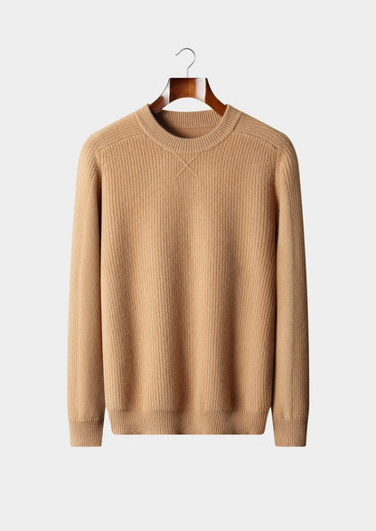 Pure Extra-Fine Merino Wool Ribbed Crewneck Sweater, view 1