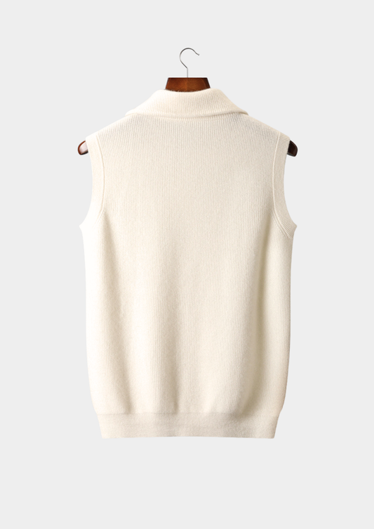 Pure Cashmere Ivory Body Warmer Vest, view 2
