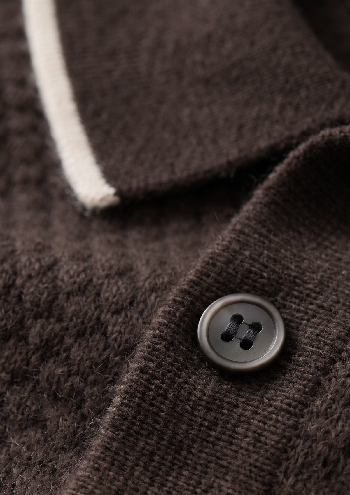 Premium Cashmere Dark Brown Two-Tone Polo, view 3