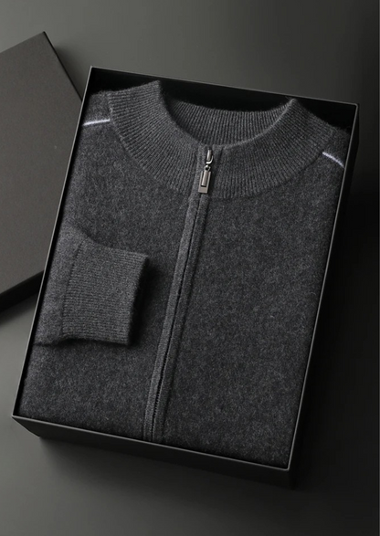 Premium Cashmere Two Tone Zip Cardigan, view 16